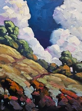 Large Painterly Original Oil Painting Brilliant Clouds Impressionism Art Hawkins