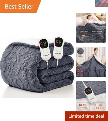 Heated Electric Blanket Queen Size-84''x90'' Heating Blanket with 10 Heating Le...