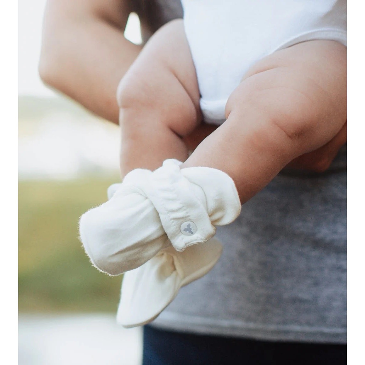 Burt's Bees Baby Unisex Eggshell Organic Cotton Booties Size