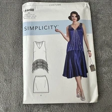Simplicity S9088 Flapper Costume Sewing Pattern 1920s Dress Fringe Skirt 14-22