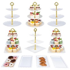 10 Pcs Dessert Table Display Set,with 6 Pcs 3-Tier Cupcake Stands 4 Pcs Foo...