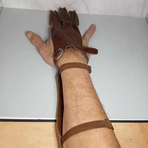 Vintage Darton Archery Leather Forearm Protector Arm Guard + Bear Archery Glove