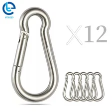 Spring Snap Hook Carabiner Clips 304 Stainless Steel 264 Lbs, Set Of 12