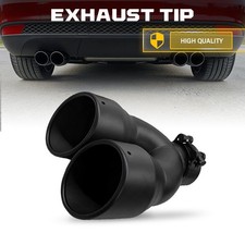 Dual Pipe Exhaust Tip 2.5 Inlet Weld On Black Coated Muffler Tips Double Wall Dual Pipe Exhaust Tip 2.5 Inlet Weld On Black Coated Muffler Tips Double Wall