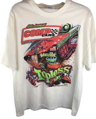 '01 9th Annual Comp Cams Topless 100 Racing Tee Locust Grove Arkansas XL (46-48)