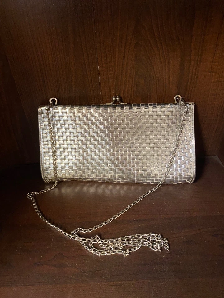 BORSA VINTAGE ANNI 70 LAMELLE ARGENTO CON CATENA IN METALLO ARGENTE - Immagine 4 di 4