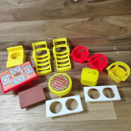 Vintage Fisher Price Little People furniture Lot of  12 pcs chairs table