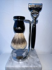 Silver Tip Medium badger shaving brush, Resin Nickel Razor Edwin Jagger Stand.