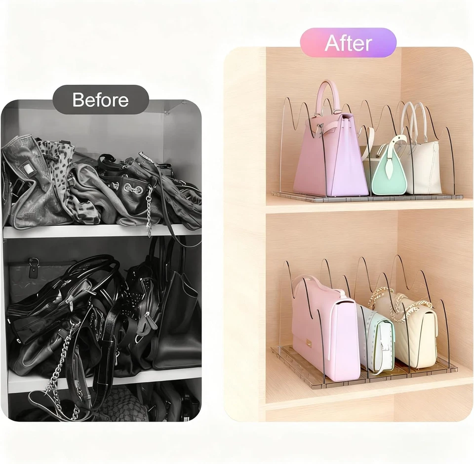 Confezione Da 2 Organizer Trasparenti per Armadio, Divisori Regolabili per Menso - Immagine 4 di 4