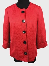 Josephine Claus Women’s Blazer Jacket Lined ¾ Sleeves Red Sz 8