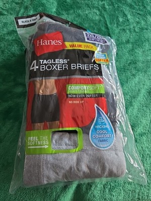 Hanes Mens 2XL Comfort Soft Waistband Boxer Briefs 4-Pack Tagless Cool Comfort