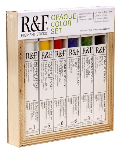 R&F Handmade Paints - Professional Oil Pigment Sticks, Opaque Set of 6 - Picture 2 of 7