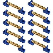TOPZEA 10 Pack Terminal Bus Bar 8 Positions Screw Brass Terminal Grounding St...