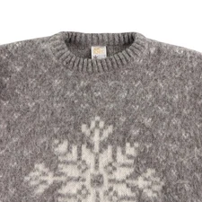 Icelandic Wool Snowflake Sweater Men L Fits M Gray Nordic Knit Iceland Unisex