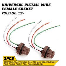 Universal Pigtail Wire Socket Female 7443 Harness Two Turn Signal Lamp Indicator