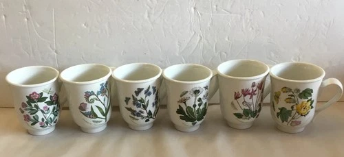 Vintage PORTMEIRION Botanic Garden Coffee Mugs - Set Of 6