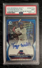 2023 Bowman Draft TayShaun Walton Chrome Auto Blue Wave Refractor #/150 PSA 9