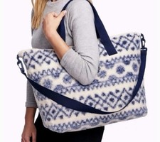 Victoria  s Secret PINK Fairisle Blue Sherpa Weekender Tote Bag NWT Gym Bag