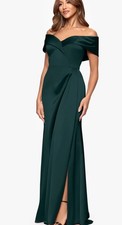 Xscape "DALIAH" SATIN OFF THE SHOULDER FLOOR LENGTH DRESS Sz 6 NEW