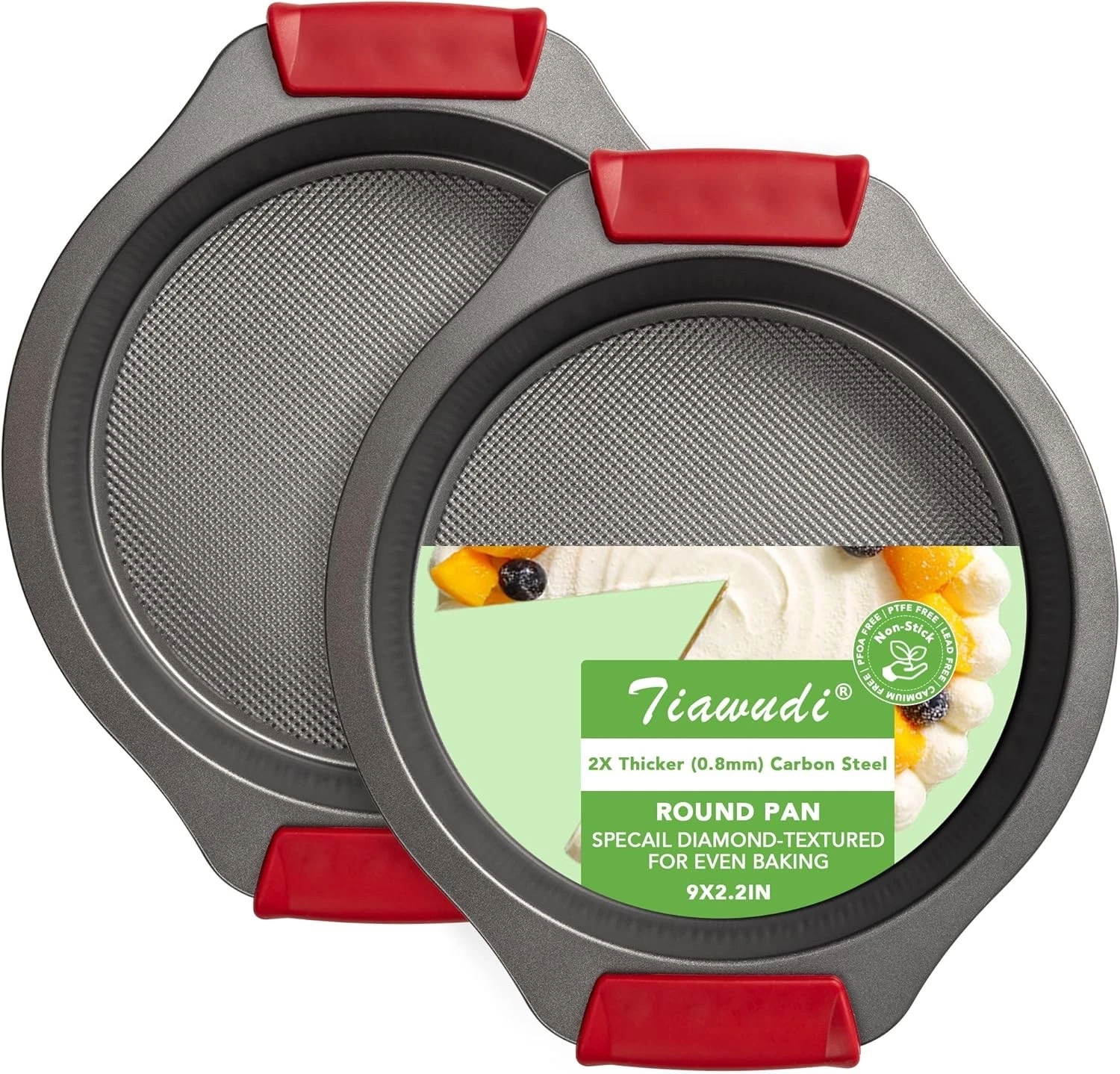 Set of 2 Tiawudi 9" Round Cake Pans Thick Heavy Duty Non/Stick PFOA PTFE Free
Opens in a new window