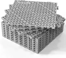 12" x 12" Interlocking Drainage Floor Mat PVC Non-Slip Hollow Floor 0.6" THK