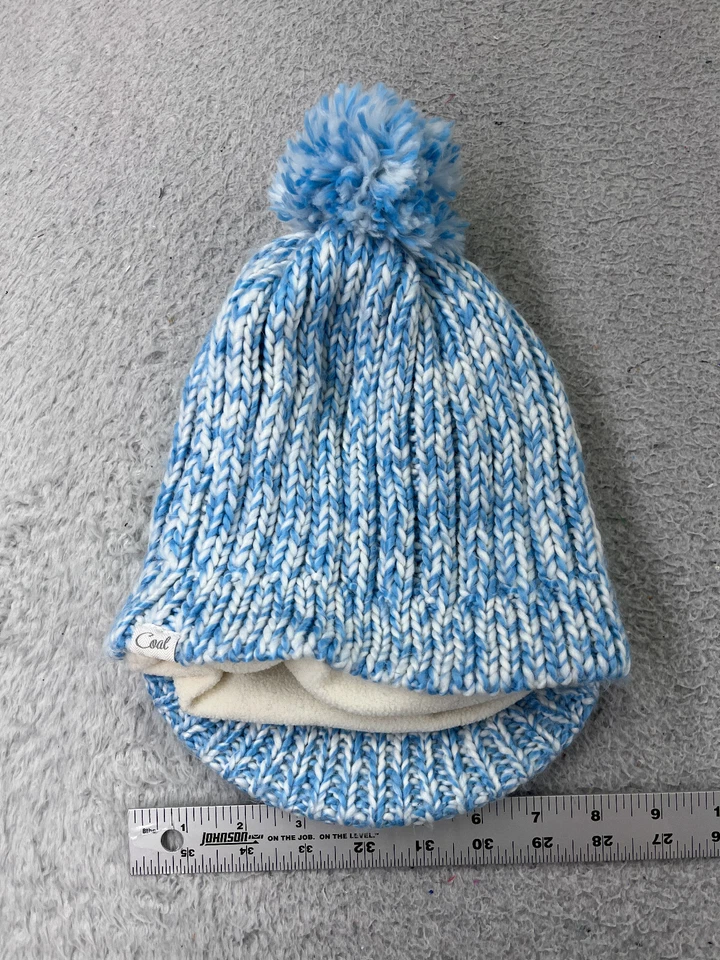 Gorro para mujer talla única azul tejido ala pico forrado acrílico pompón Foto 3 de 4