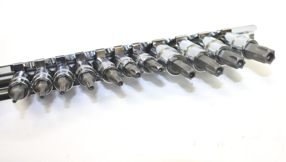 11 Pc Star Torx Bit Tamper Proof Security S2 Steel Bit Socket Set w/ Holder - Image 4 of 4