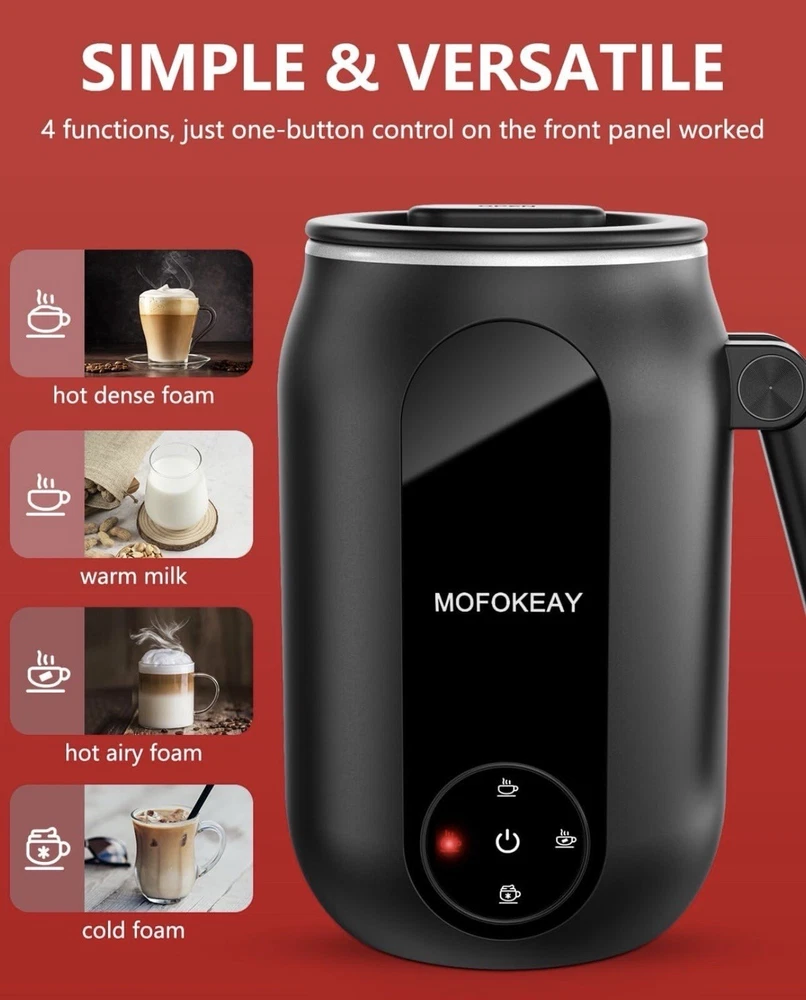 Milk Frother And Steamer, Frother For Coffee, 4-in-1 Automatic Hot And Cold Foam