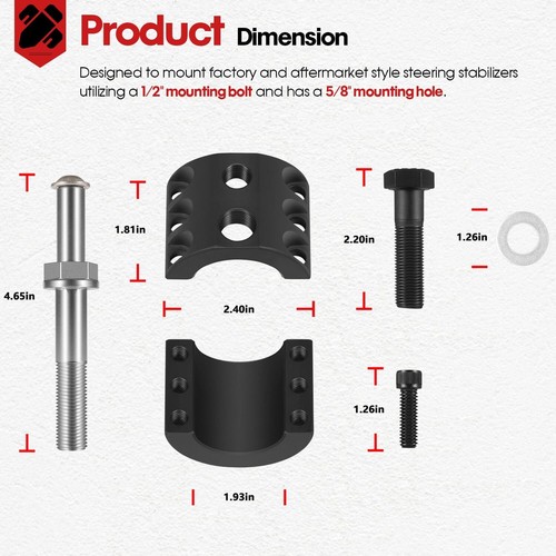 Abrazadera de varilla de amarre estabilizador de dirección 1-1/2" OD perno de reubicación para Jeep Wrangler JK - Imagen 5 de 16