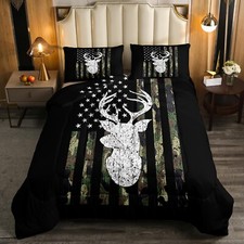 Camo Twin Bedding Set for Boys Army Green Camo American Flag Comforter Set,Te...