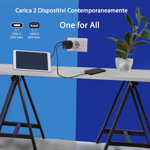 Caricabatterie Rapido 25W Caricatore Samsung USB per iPhone Huawei Xiaomi Pixel - Foto 8 di 20