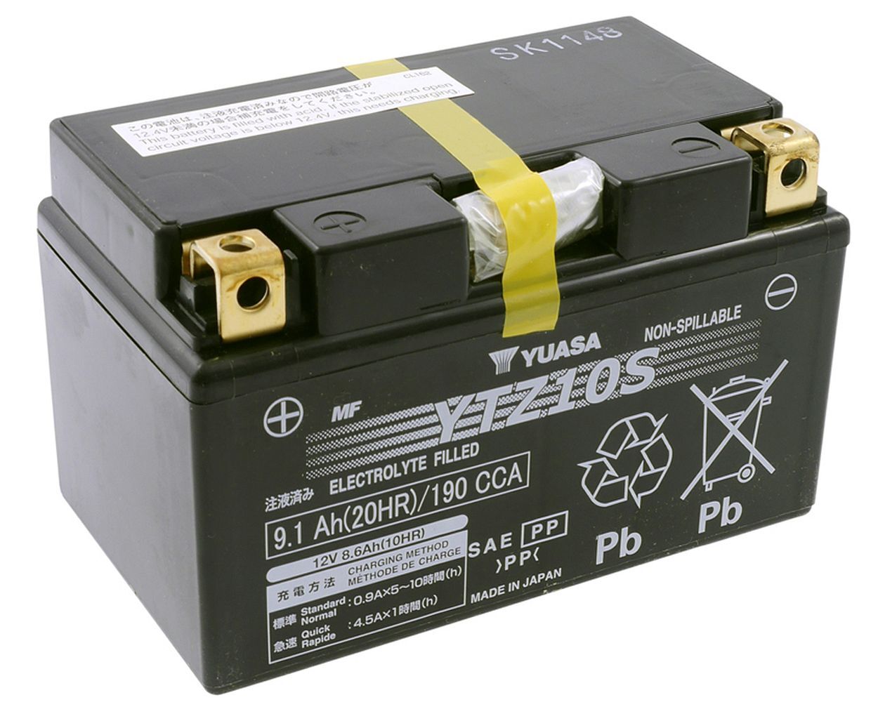 Batterie12V8,6AhYUASAYTZ10Ssansentretien