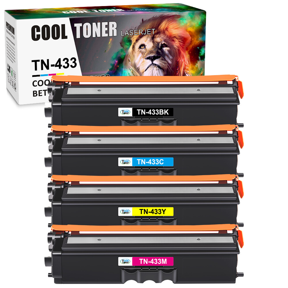 Brother TN433 Toner Cartridge 4-Pack - Genuine OEM Black Cyan Magenta Yellow - SEALED