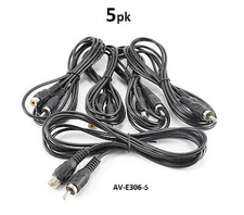 5-PACK 6ft RCA Male to Female Audio or Video Extension Cable, AV-E306-5
