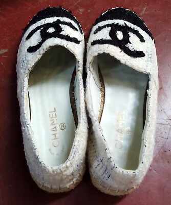 Chanel Tweed Espadrille Size 37 | eBay