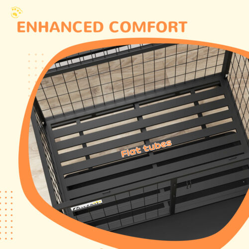 PawHut 36" Heavy Duty Dog Crate on Wheels w/ Bowl Holder, Removable Tray - Picture 5 of 11