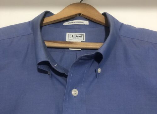 LL Bean Shirt Men’s 3XL Blue Button Down Big & Tall Wrinkle Resistant - Picture 2 of 9