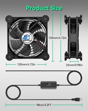 USB 120mm Computer Fan Case Fan With 3 Speed Switch For PC Cabinet Receiver Xbox