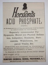 1888 Horsford's Acid Phosphate Advertisement Rumford Chemical Works, Providence