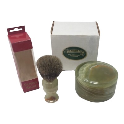 Colonel Conk ONYX 2 PC Luxury Shave Set Bowl w/Lid Best Badger Brush NEW VTG