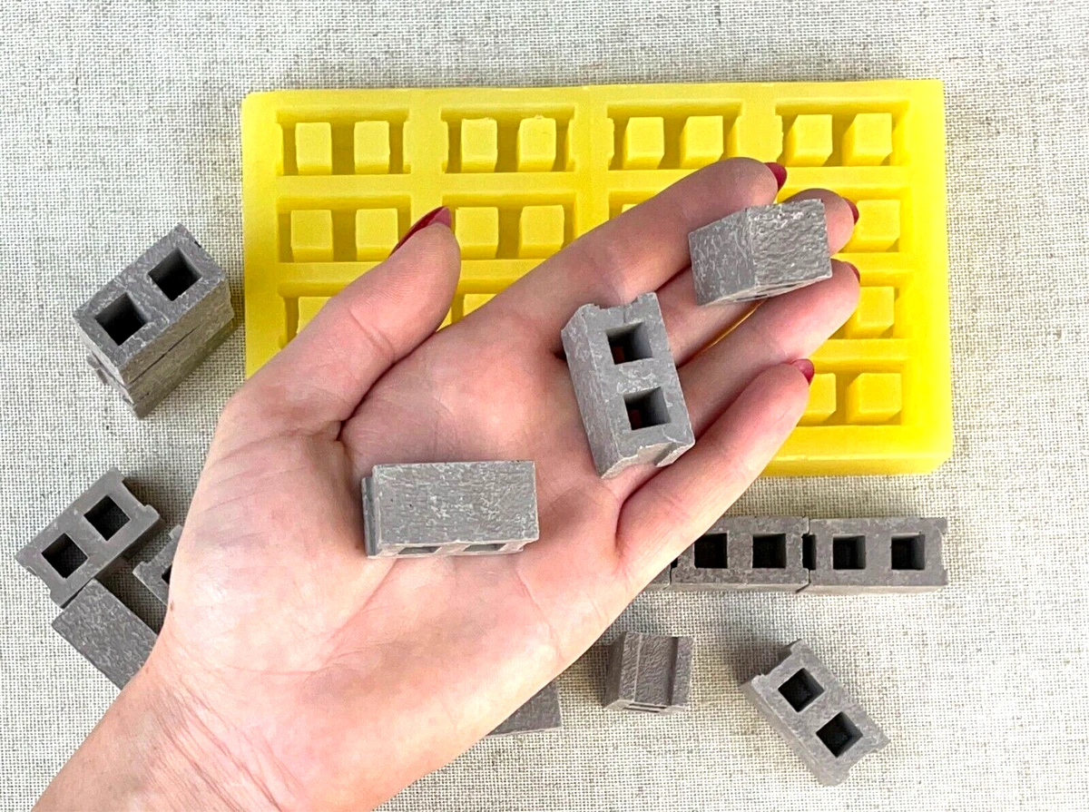 1:12 Scale Concrete Blocks Bricks Resin Grade Silicone Mold Miniature Block