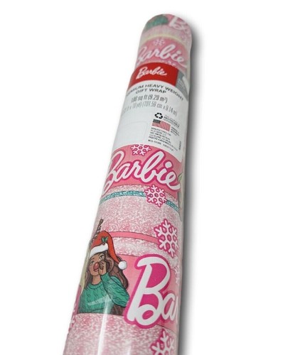 Christmas Holiday Winter Birthday Wrapping Paper Stripes Pink Car 100 sq ft - Picture 3 of 5