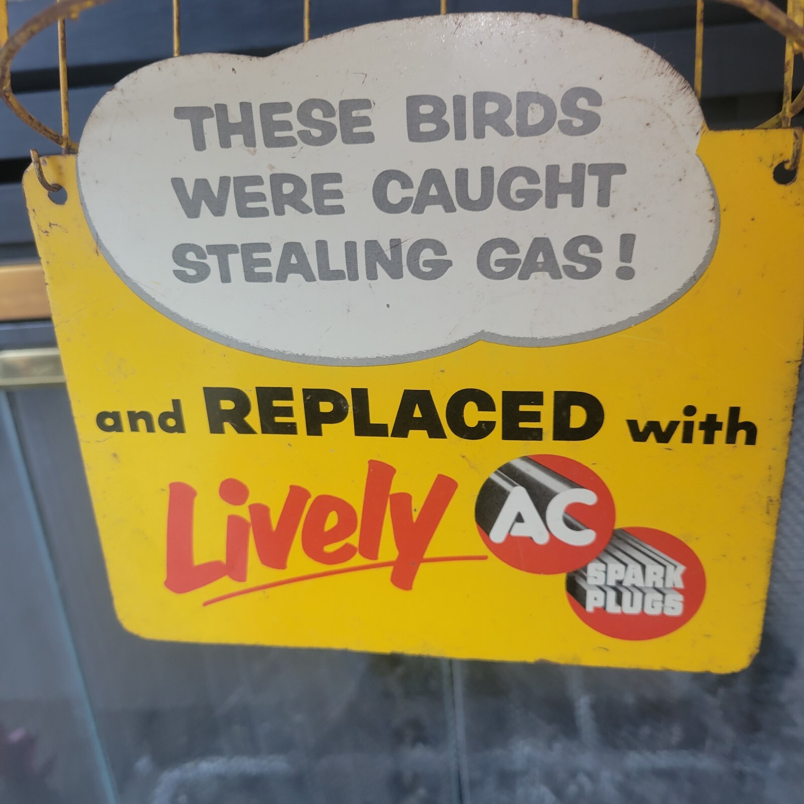 Rare AC Spark Plug bird cage display / sign eBay