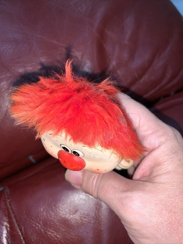 Vintage Enesco Clown Red Fuzzy Hair 4" Figurine Japan Foil Sticker - Picture 8 of 8