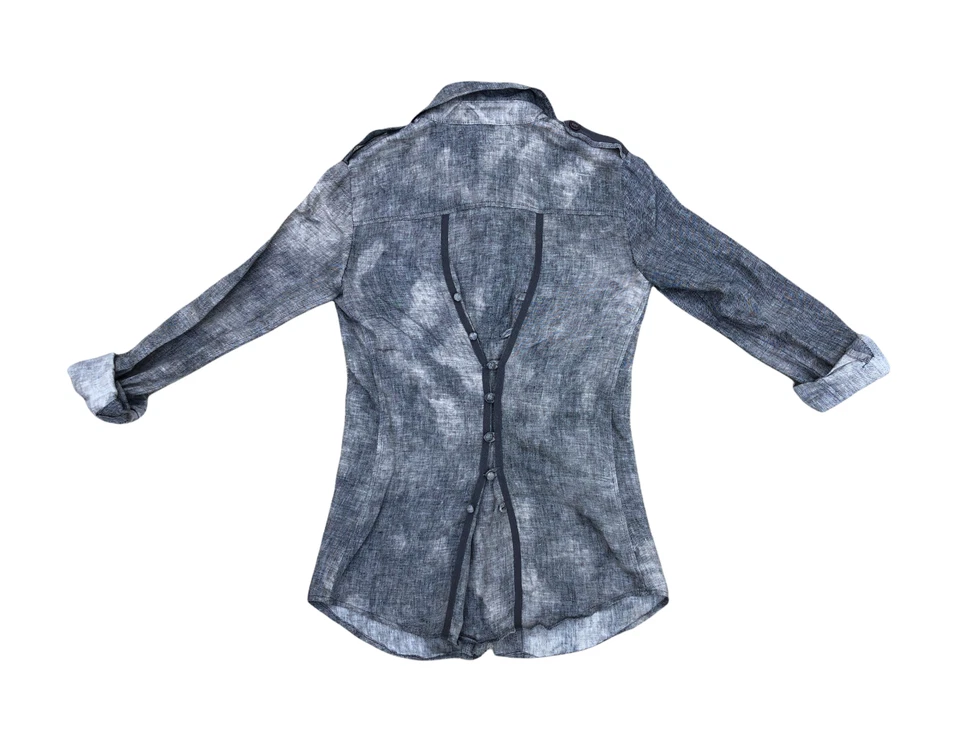ELIZABETH AND JAMES Designer 100% Linen Shirt Women's XS Grey Button Up Long Top - Image 2 of 4