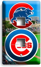 CHICAGO CUBS BASEBALL TEAM LOGO LIGHT SWITCH OUTLET PLATE MAN CAVE TV ROOM DECOR