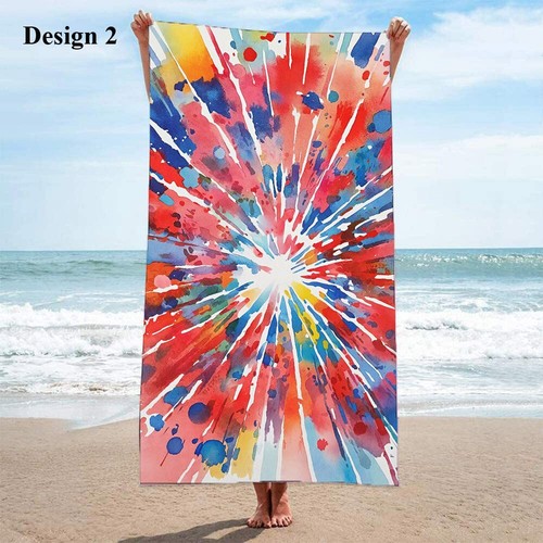 Ink Splashing Circles Radials Spiral Surf Swim Beach Towel Holiday Birthday Gift - Picture 14 of 23
