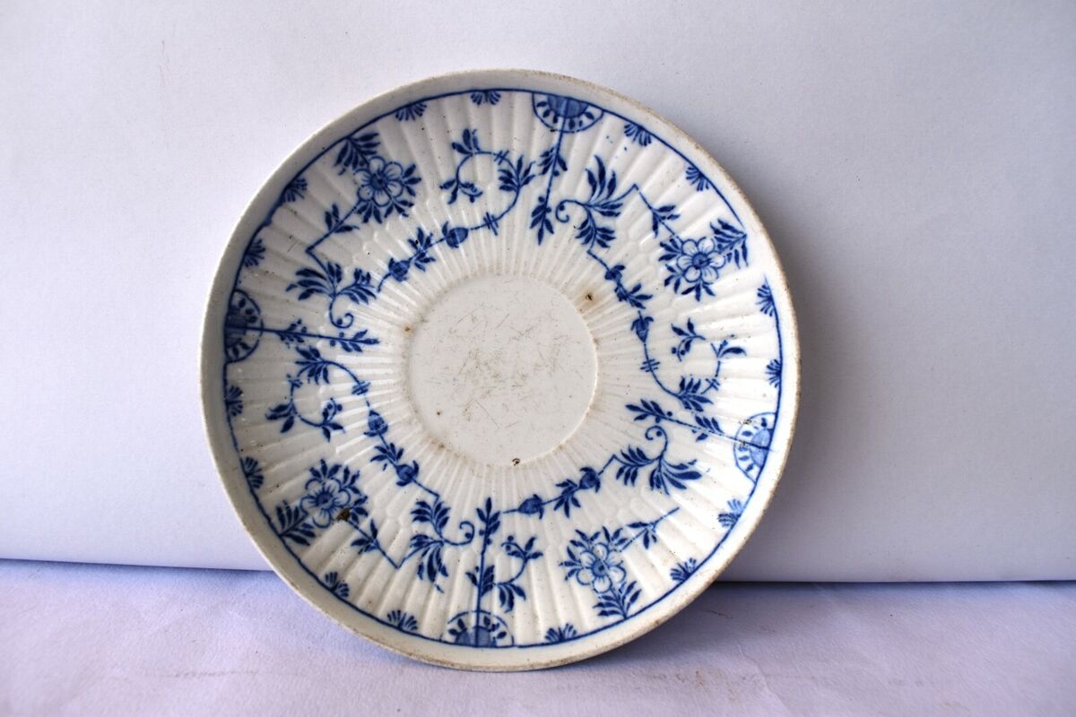 Vintage Denmark Pottery Porcelain Plate Blue & White Floral Vintage Denmark Pottery Porcelain Plate Blue & White Floral