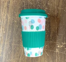 IQ Accessories Polka Dot Travel Mug Tumbler with Silicone Lid and Sleeve