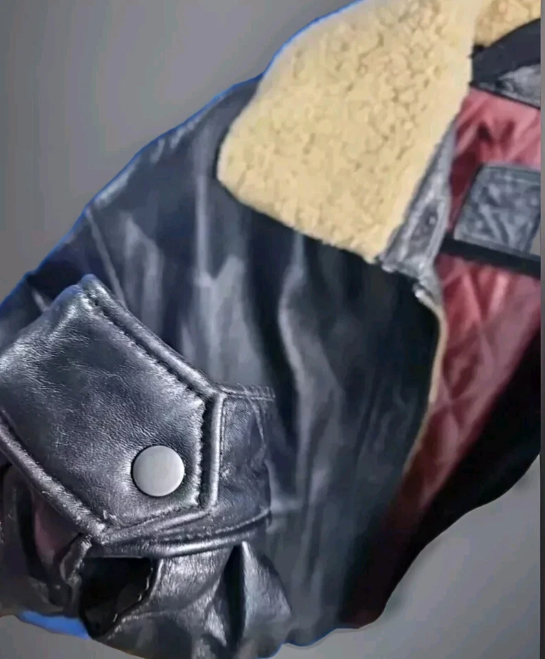 Chaqueta de bombardero Hunt Club para hombre L de cuero negra de colección forro pesado de vuelo precio de venta sugerido por el fabricante $300 Foto 4 de 4